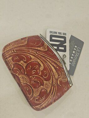 NWOT Tooled Red Leather Clutch